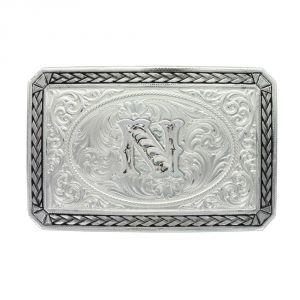 Montana Silversmiths Initial N Antiqued Wheat Trim Portrait Buckle (27200D-N)